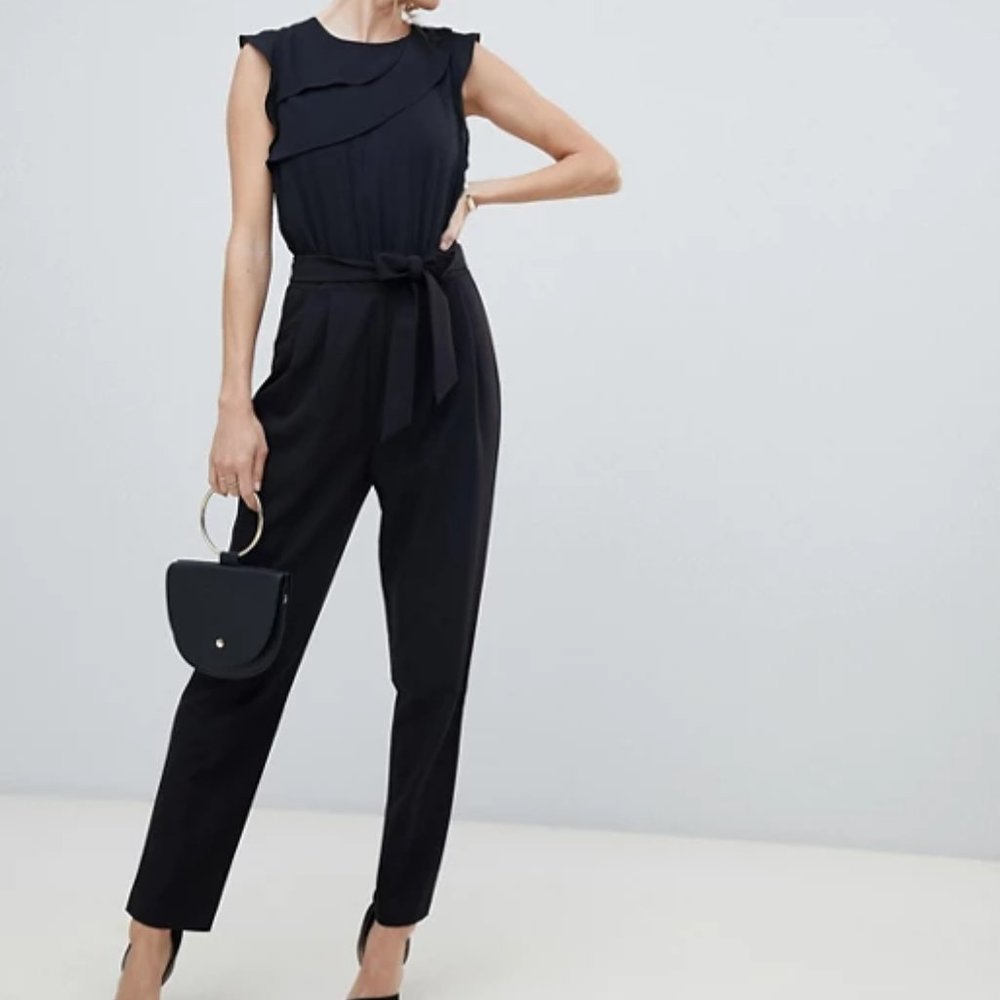 NEW W/ TAGS Oasis black jumpsuit w/ frill detail